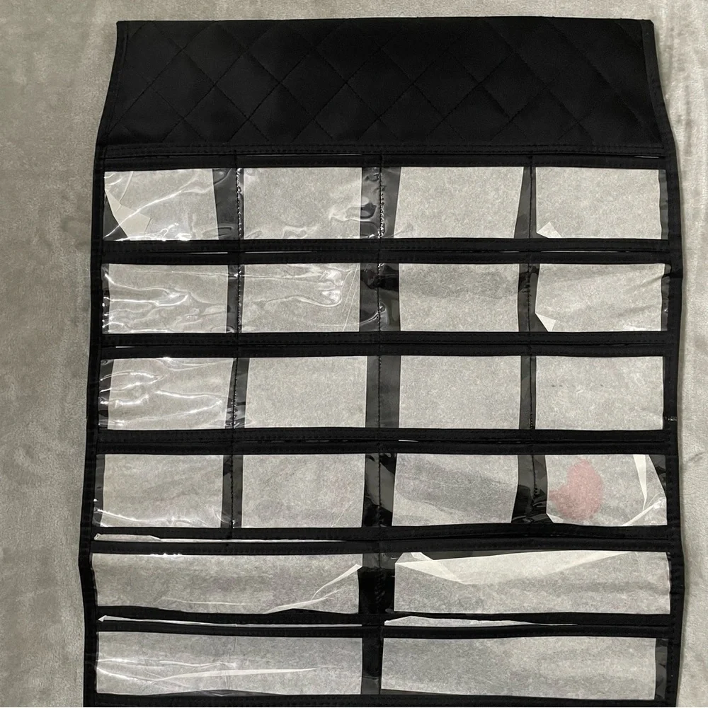 Mary Kay Quilted Hanging Jewelry Makeup Organizer Double Sided Black Travel